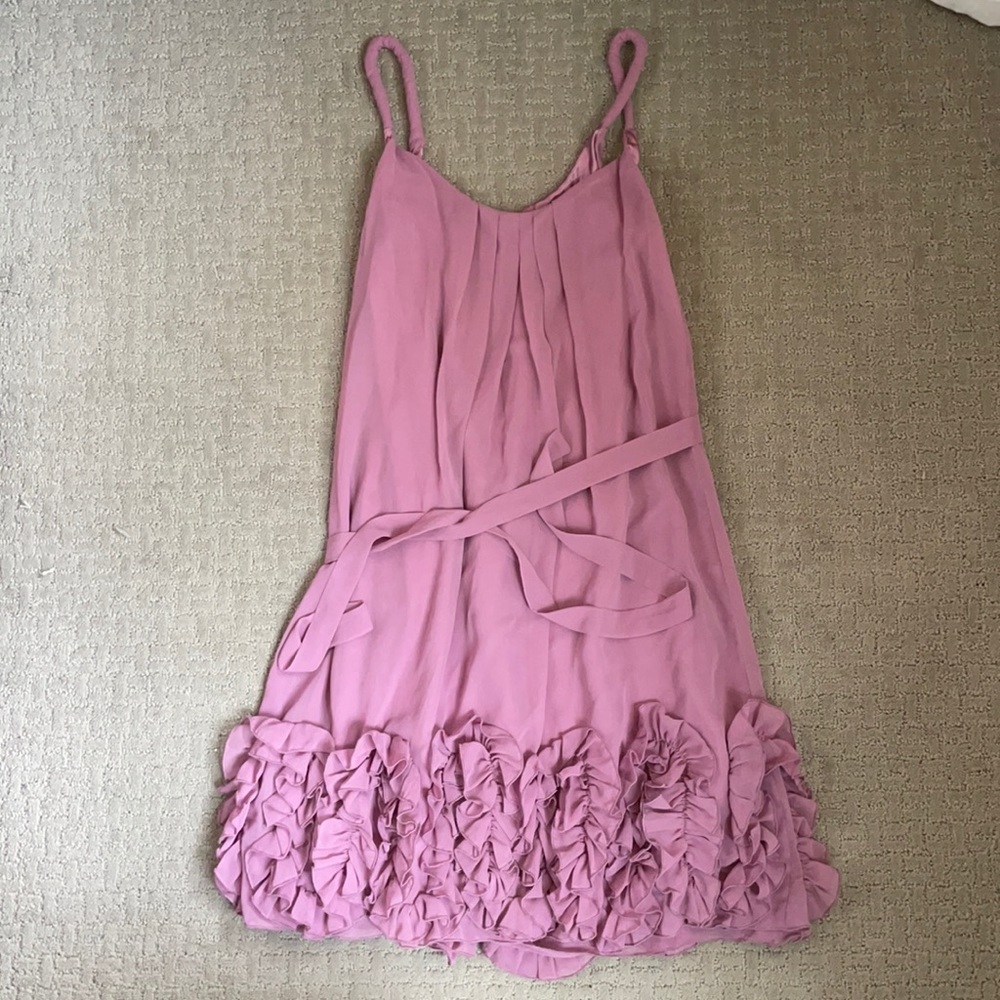 Lilac dress with ruffle bottom